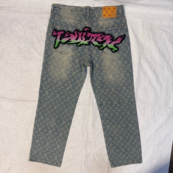 Authentic Louis Vuitton Virgil Abloh Graffiti Tuffetage Jeans LV denim pants 32 - Picture 9 of 11